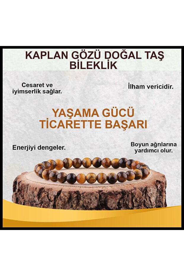 Certified Tiger Eye Natural Stone Bracelet 6 Mm - B829