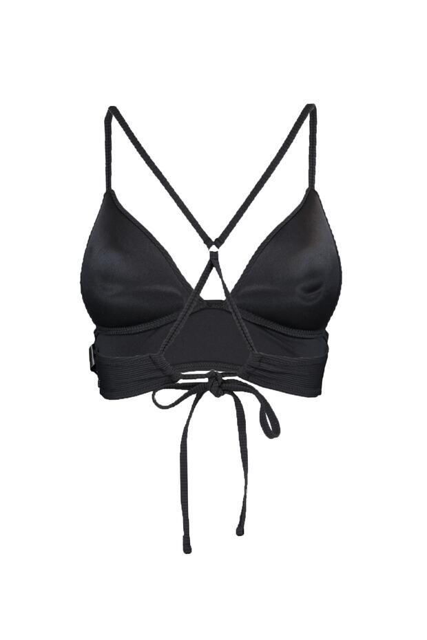 Siyah Dokulu Üçgen Push Uplı Bikini Üstü TBESS21BU0010 - 9