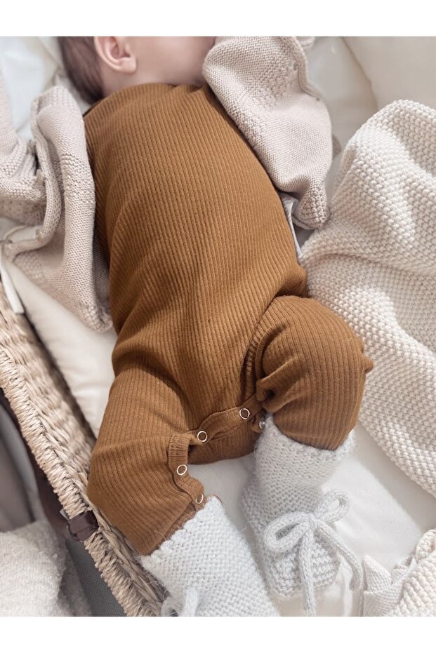 Tan Organic Corded Modal Long Jumpsuit