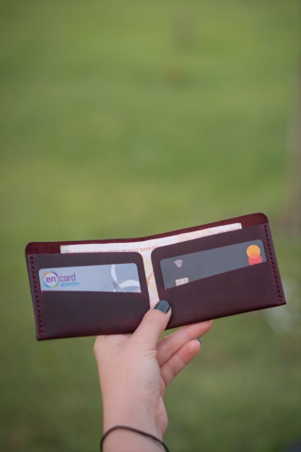 Unisex Claret Red Crazy Money Purse