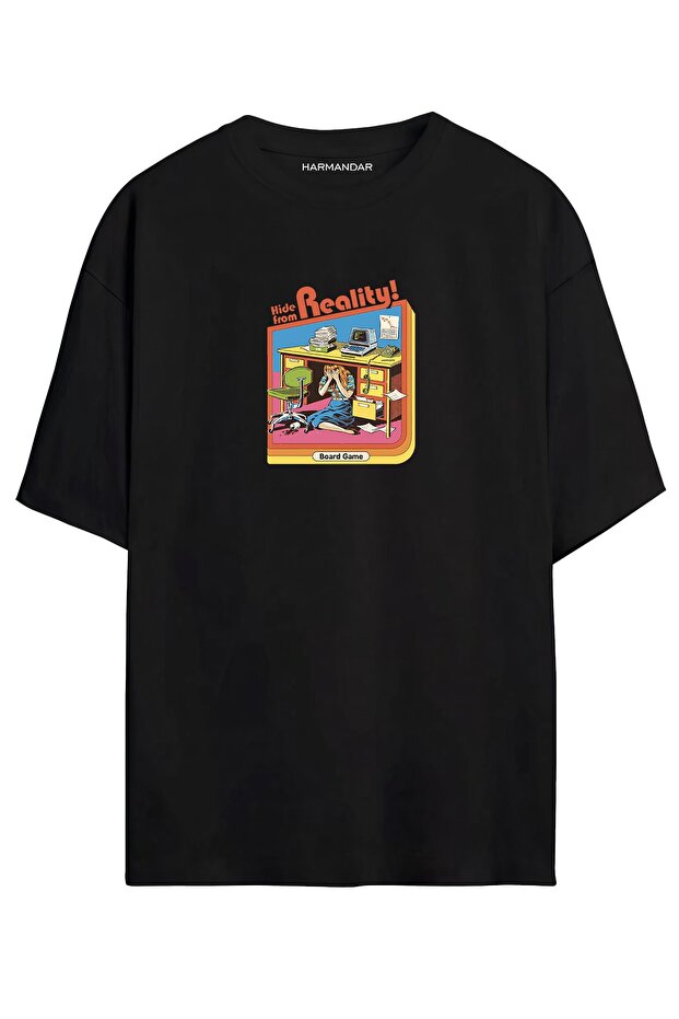 Hide From Reality Black - White Oversize T-shirt