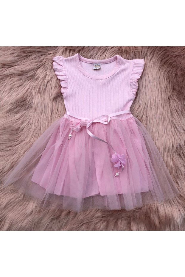 Girl's Pink Ruffle Tulle Skirt Birthday Special Day Daily Princess Cute Elegant Dress