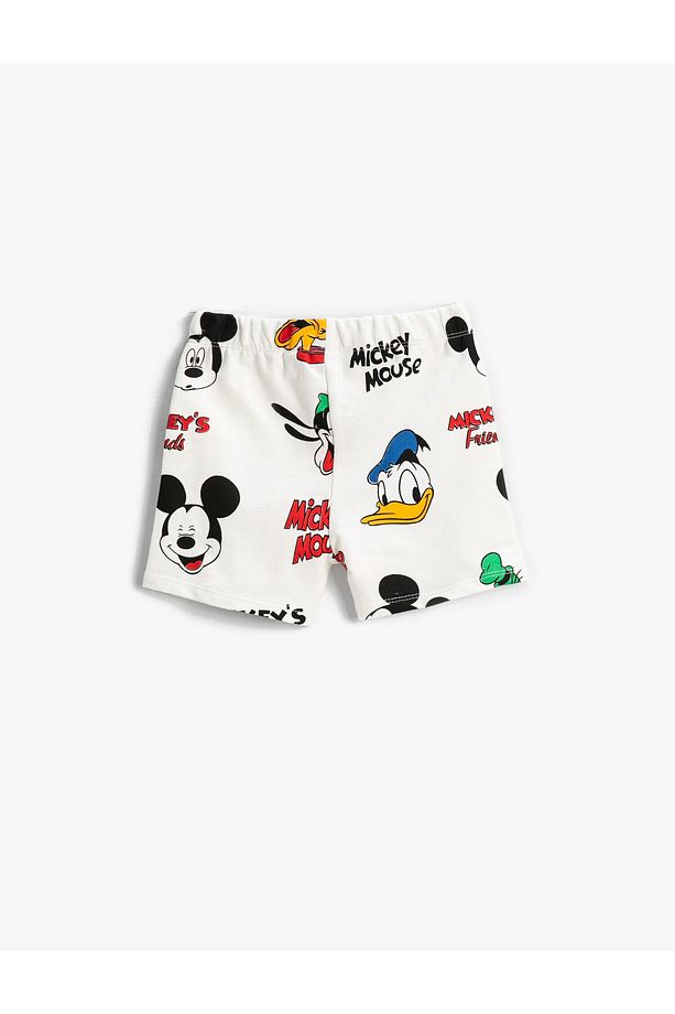 Mickey Mouse Baskılı Lisanslı Şort Beli Bağcıklı Pamuklu - 2