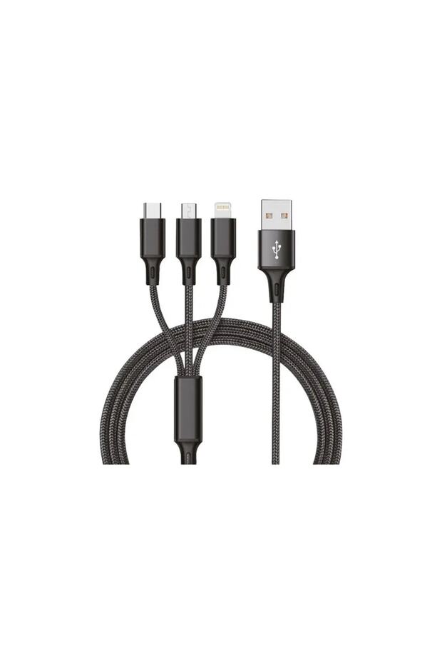 Cs-61 3'lü Araç Kiti Micro Usb , Type-c, Lightning Girişli 2 Usb'li Araç Çakmak Şarjı - 1