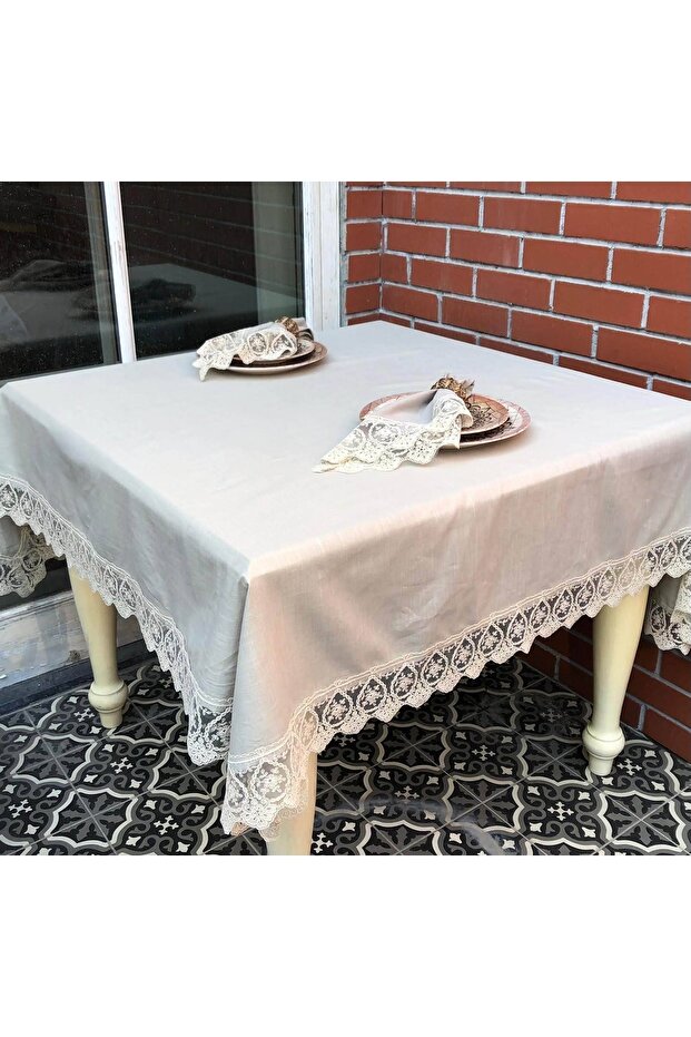 مفرش طاولة دانتيل 150x150 سم - 3