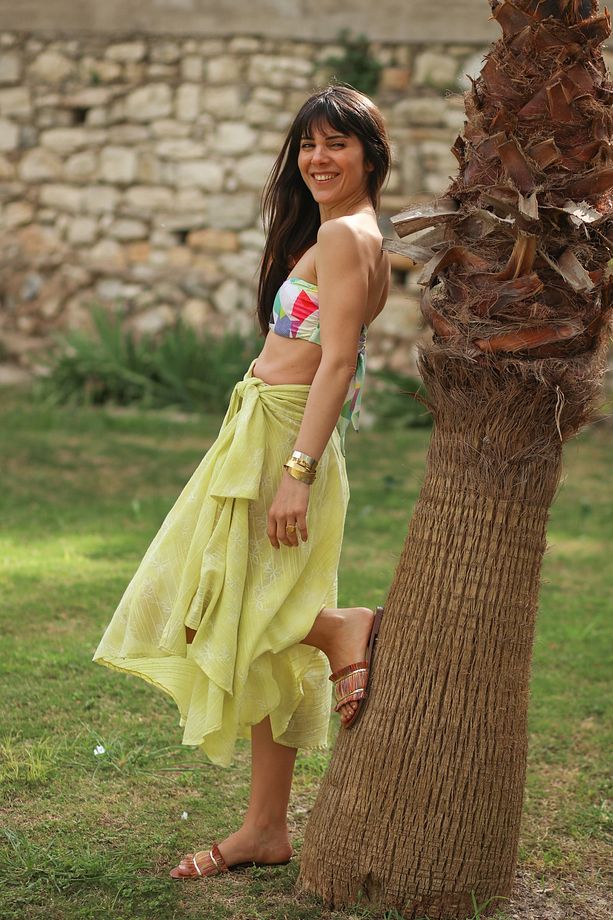 Sarı Nakış Detaylı Sarong Plaj Giyim - 2