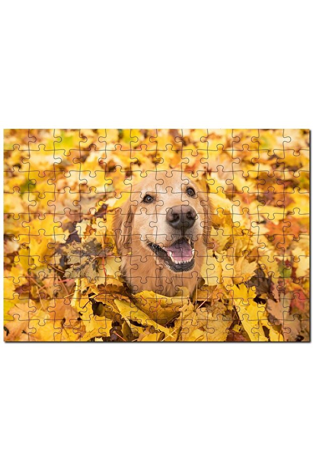 Brown Dog on Autumn Leaves 120 Piece Puzzle Jigsaw Puzzle Mdf (wood)