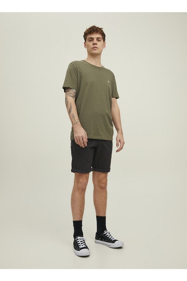 12165604_jpstbowie Jjshorts Solid Normal Bel Düz Siyah Erkek Şort - 1