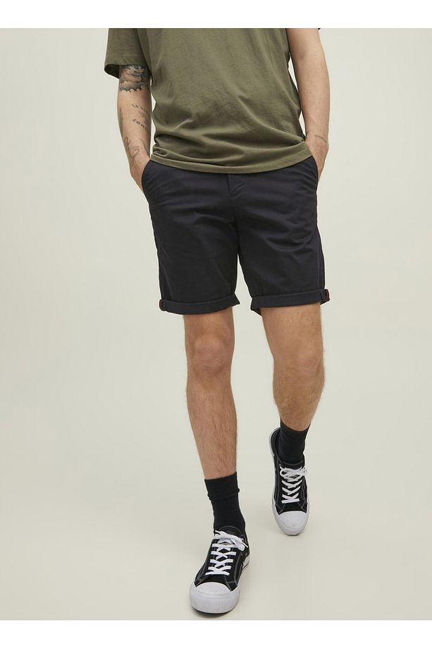 12165604_jpstbowie Jjshorts Solid Normal Bel Düz Siyah Erkek Şort - 4