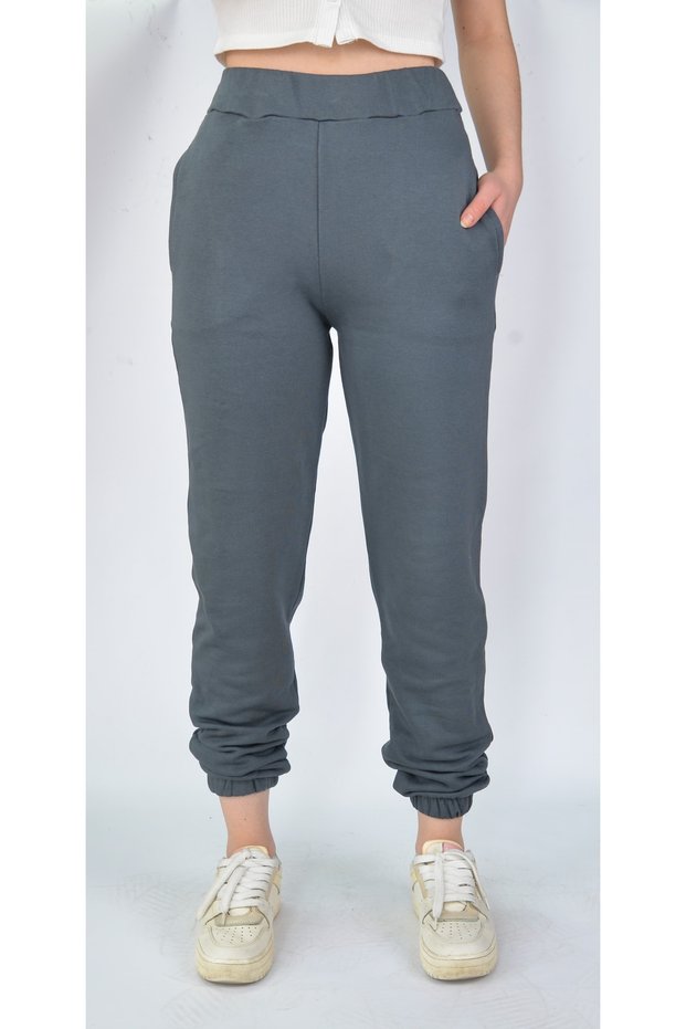 Unisex Gray Jogger Sweatpants with Elastic Waist and Leg
