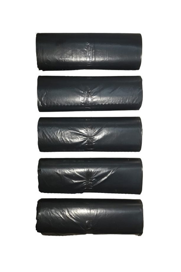 Siyah Orta Boy Çöp Poşeti 55*60 cm 20 Li Rulo 5 Paket (100 Adet) - 1