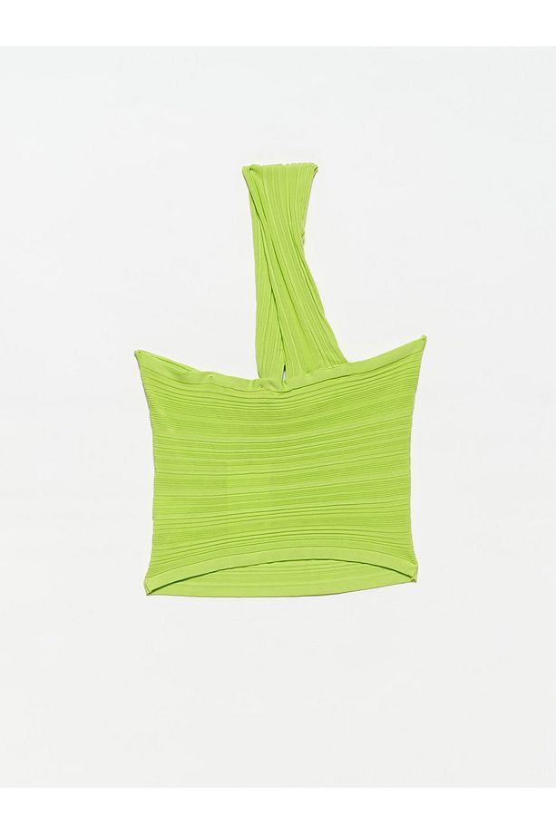 10168 Tek Omuz Triko Büstiyer-lime - 2