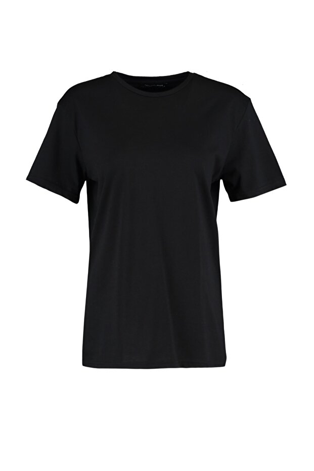 Siyah Basic Regular/Normal Kesim Bisiklet Yaka Kısa Kollu T-Shirt TMNSS22TS0271 - 8
