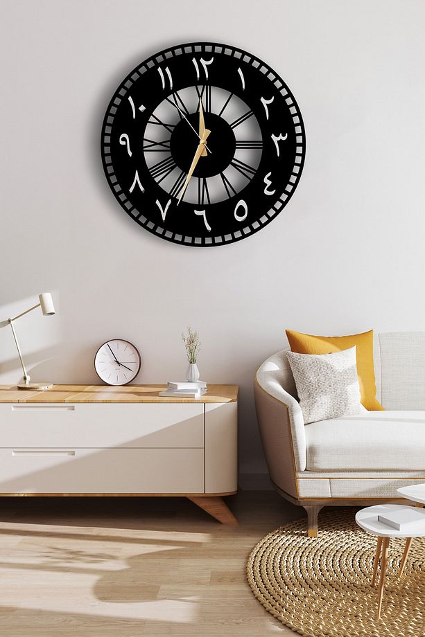Dekoratif Arapça Duvar Saati 50x50cm Lafız Tablo - 2