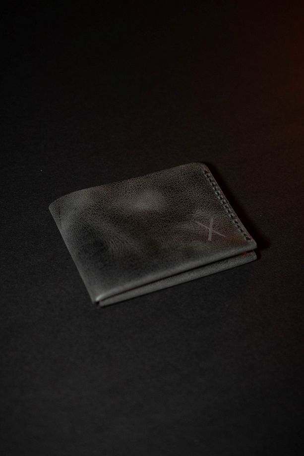 Minimal X Para Cüzdanı - Antrasit - Gerçek Deri El Yapımı - Basit Şık Ince Tasarım - 4