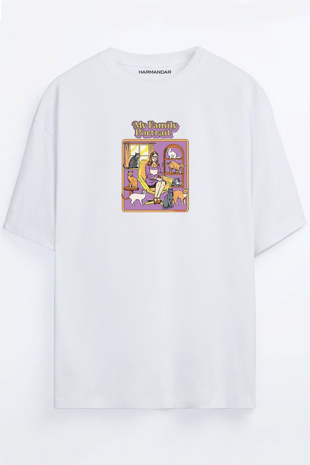 My Family Portrait Black - White Oversize T-shirt
