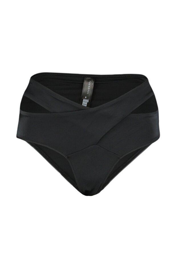Siyah Cut Out Detaylı Yüksek Bel Regular Bikini Altı TBESS20BA0184 - 6