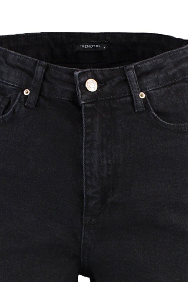 Siyah More Sustainable Yüksek Bel City Boy Comfort/Esnek Denim Şort TWOSS20SR0210 - 10