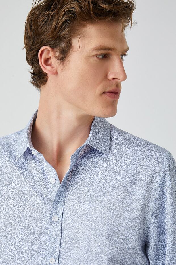 Men's Light Blue Patterned Shirt 2SAM60125HW