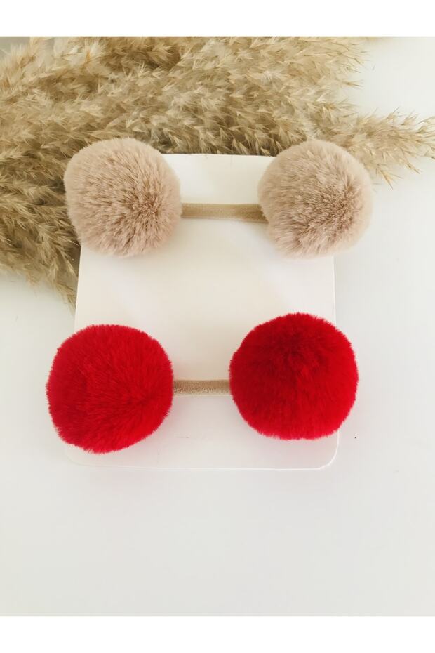 Baby Girl Child Flexible Double Pompom Bandana Hair Band Set