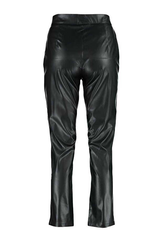 Fekete cigaretta szövésű műbőr karácsonyi nadrág TWOAW22PL0290 - 12