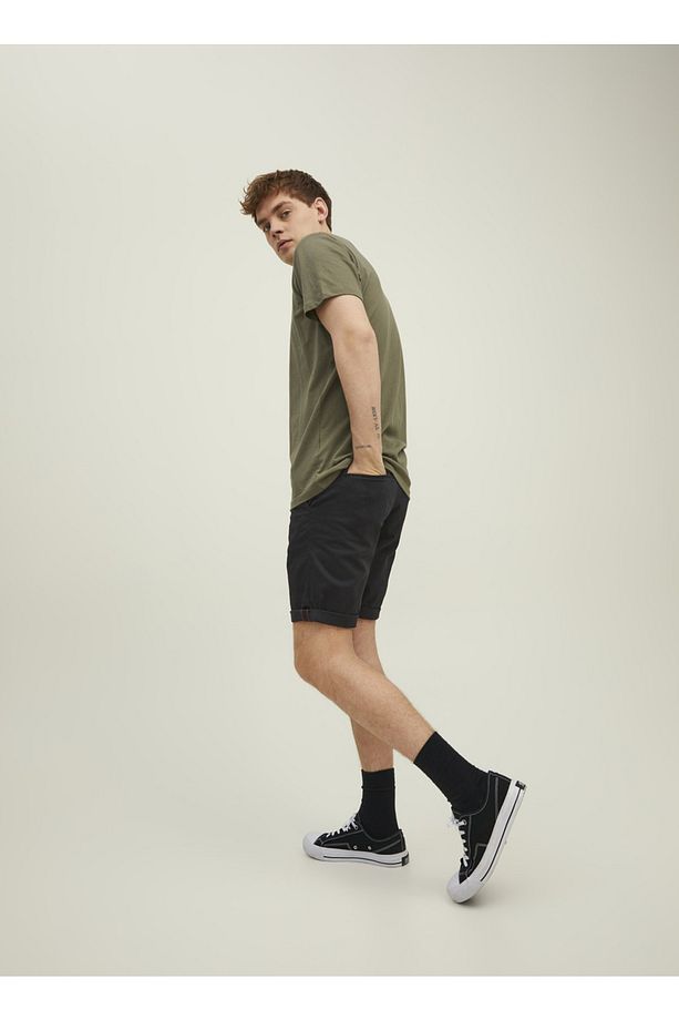 12165604_jpstbowie Jjshorts Solid Normal Bel Düz Siyah Erkek Şort - 2