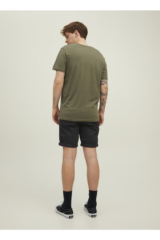 12165604_jpstbowie Jjshorts Solid Normal Bel Düz Siyah Erkek Şort - 3