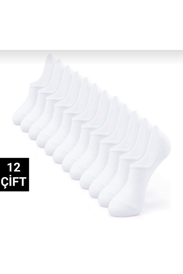 Unisex Cotton 12 Pairs Invisible Sneakers Socks White