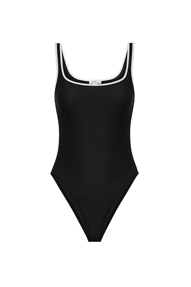 Biyeli Siyah Bodysuit - 5