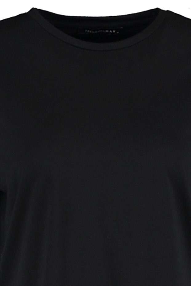 Siyah Basic Regular/Normal Kesim Bisiklet Yaka Kısa Kollu T-Shirt TMNSS22TS0271 - 9
