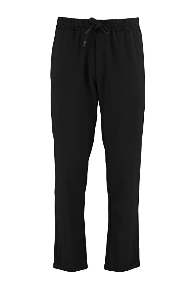 Siyah Beli Lastikli Slim Fit Duble Paça Kumaş Pantolon TMNAW21PL0107 - 9