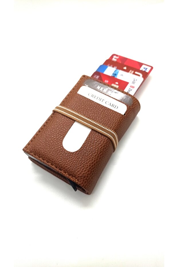 Elastic Automatic Mechanism Card Holder And Wallet - 5