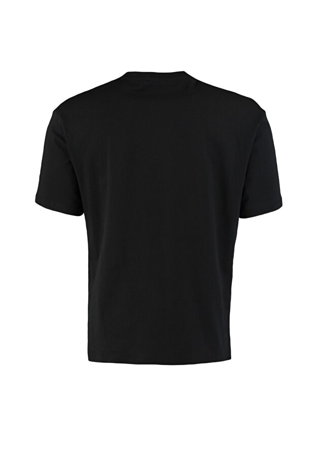 Siyah Oversize/Geniş Kesim Bisiklet Yaka Yazı Baskılı %100 Pamuklu T-Shirt TMNSS20TS1097 - 8