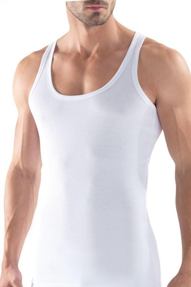 Men's Athlete Ribbed Camisole White Tank Top