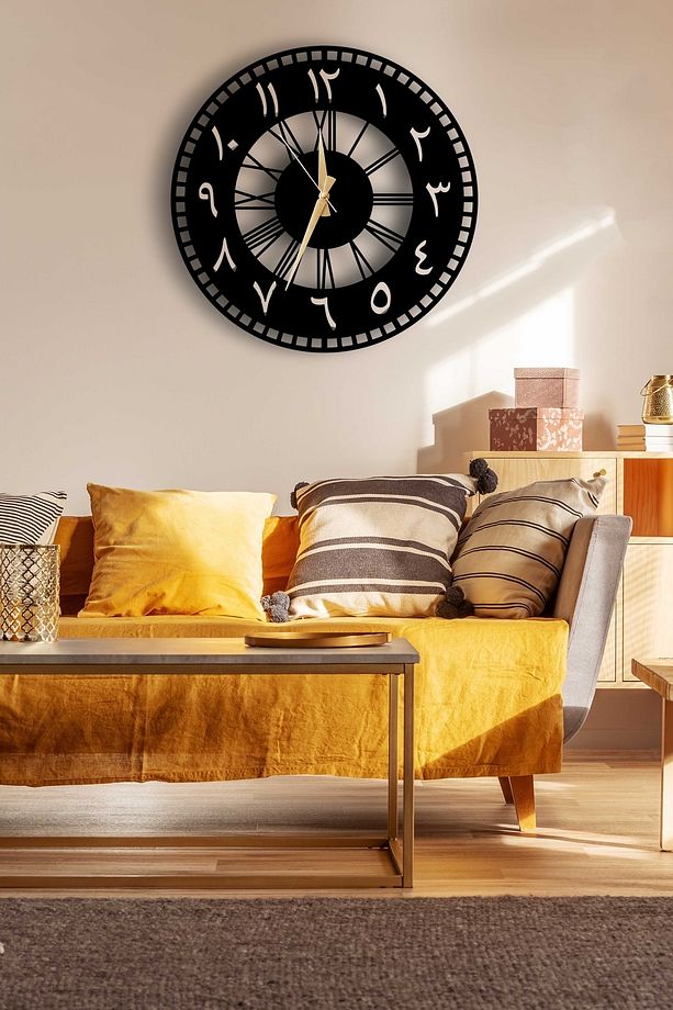 Dekoratif Arapça Duvar Saati 50x50cm Lafız Tablo - 1