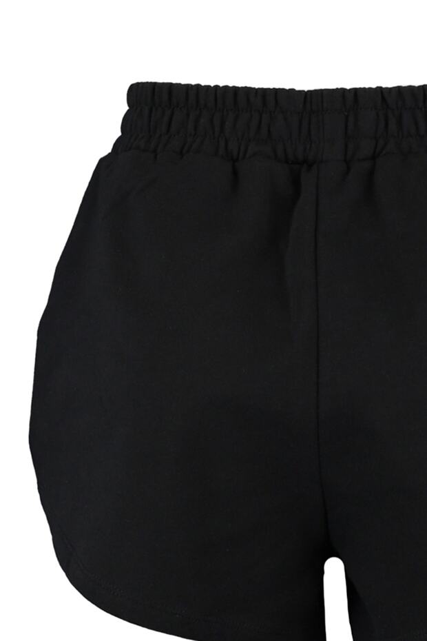 Siyah Regular/Normal Kalıp Yüksek Bel Kısa Esnek Örme Şort TWOSS21SR0086 - 7