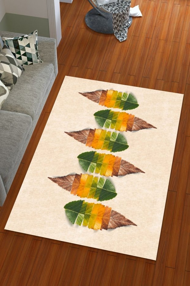 Digital Printing Silk Velvet Brown Colored Large Leaf Pattern Elastic Carpet Cover