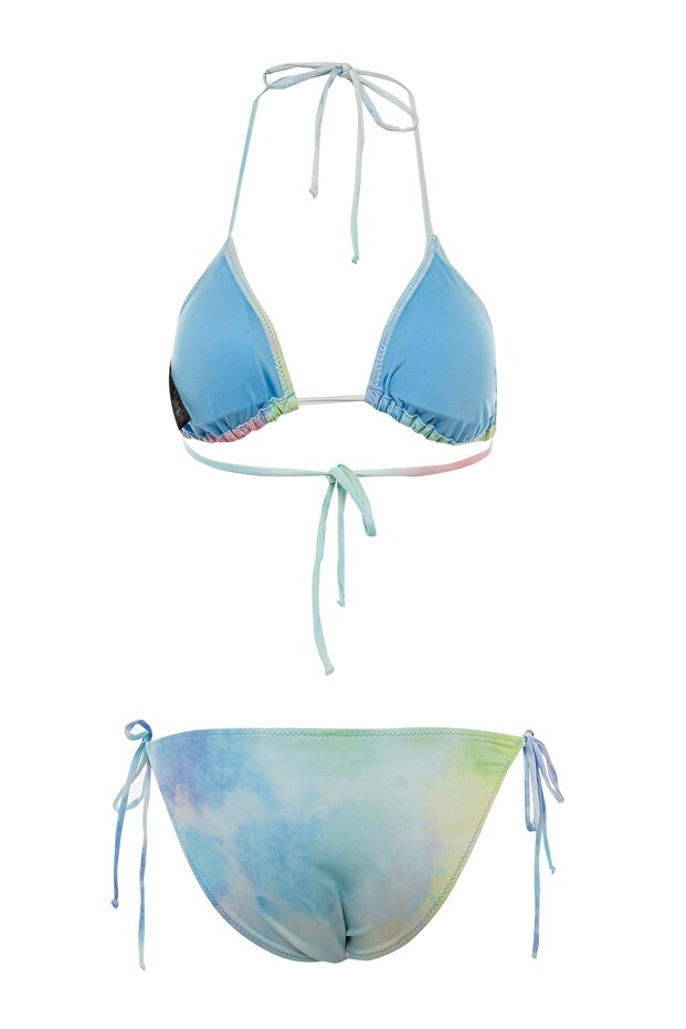 Batik Desenli Üçgen Kaplı Regular Düşük Bel Bikini Takımı TBESS22BT0003 - 8