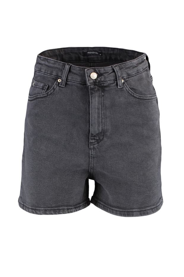 Antrasit More Sustainable Yüksek Bel City Boy Denim Şort TWOSS20SR0210 - 17