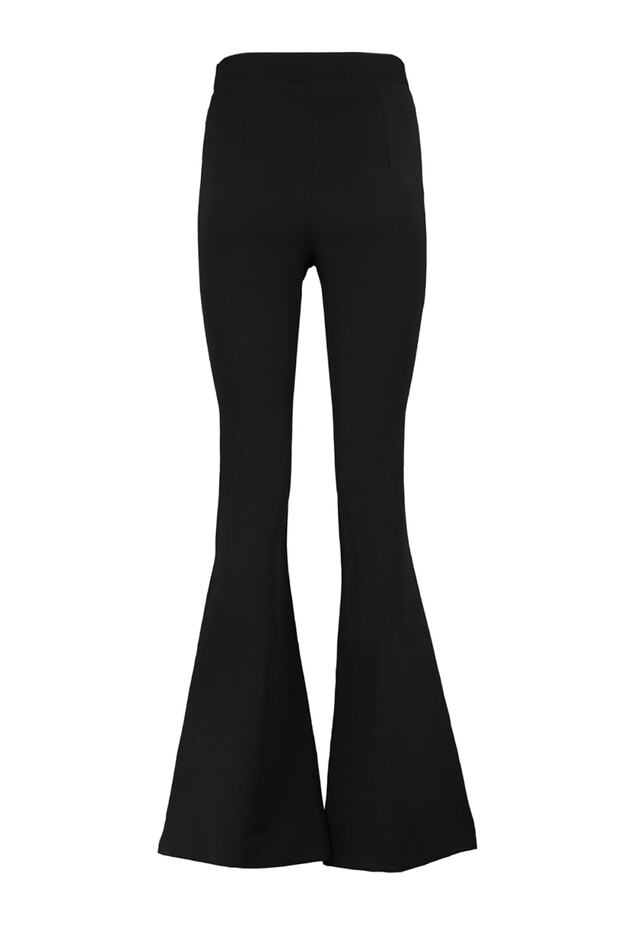 Siyah Flare İspanyol Paça Yüksek Bel Bootcut Dokuma Kumaş Pantolon TWOAW20PL0094 - 6