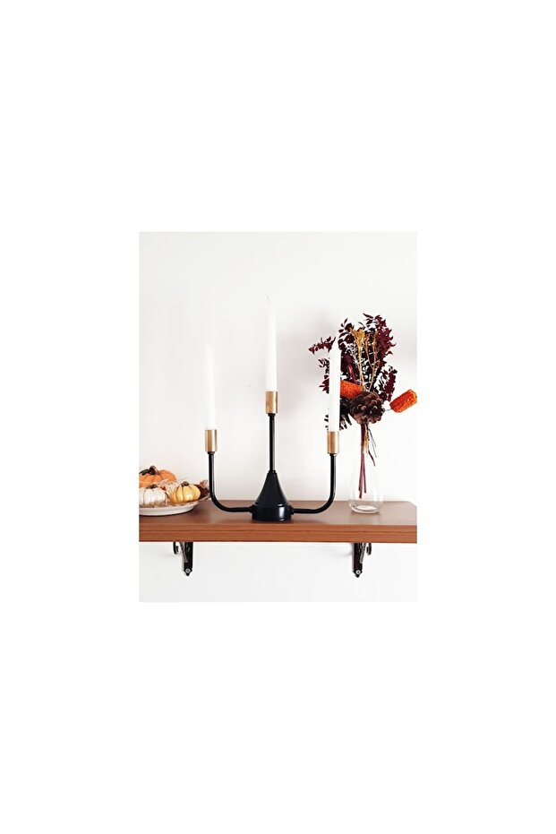 Üçlü Metal Şamdan Mumluk Eskitme - 2