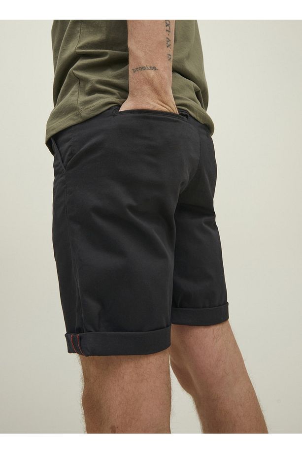 12165604_jpstbowie Jjshorts Solid Normal Bel Düz Siyah Erkek Şort - 5