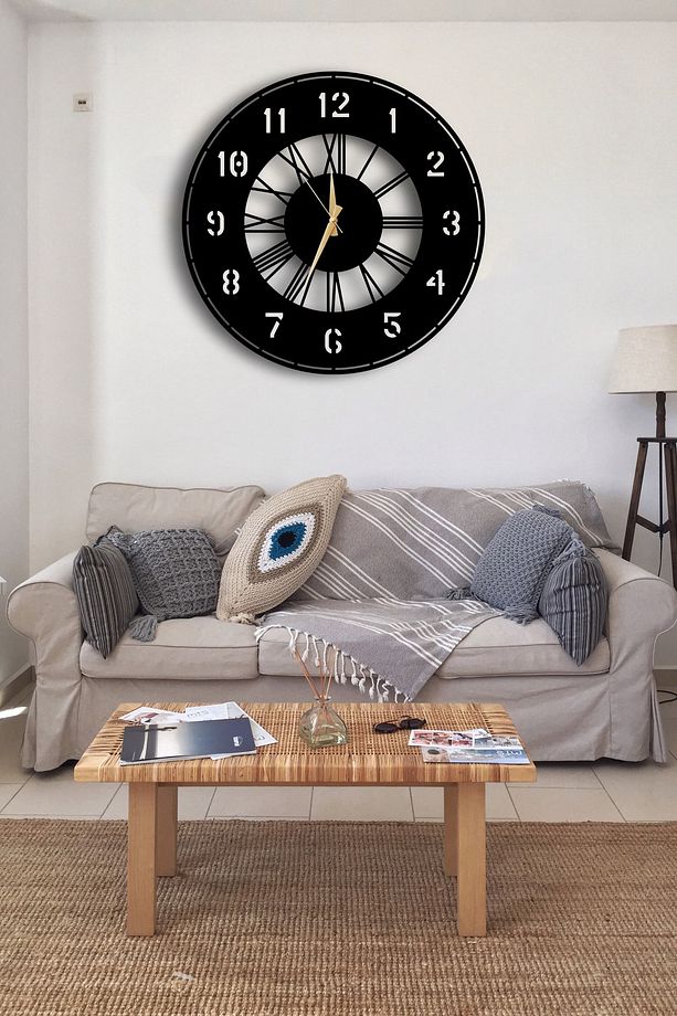 Dekoratif Duvar Saati 50x50cm + Vazo Tablo - 4