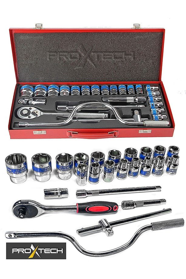 Profesyonel Metal Kutulu 24 Adet/takım Cırcır Kollu Aracı Set Oto Mekanik Lokma Set - 1
