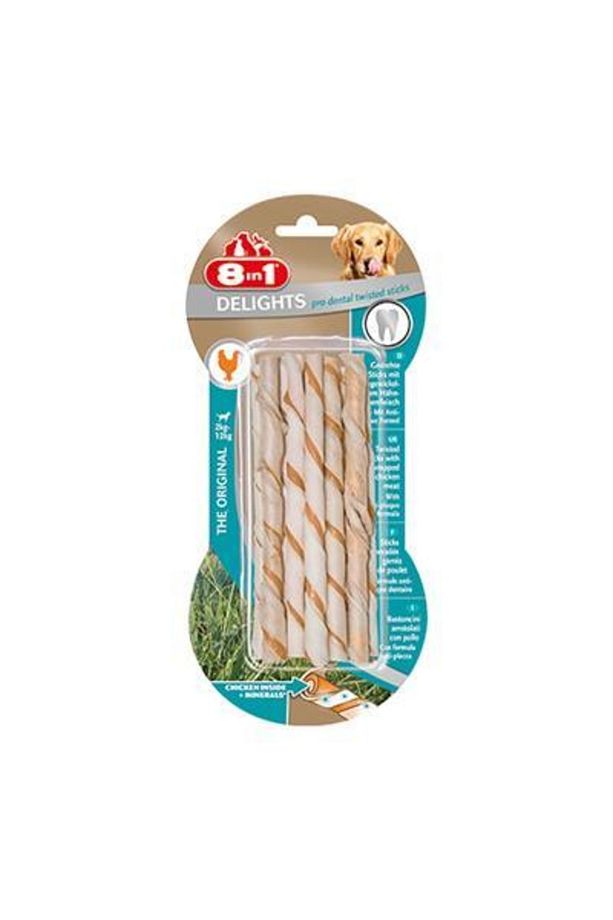 Delights Pro Dental Twisted Sticks Tavuklu Ağız Bakım Kemiği 10 Lu 55 Gr - 1