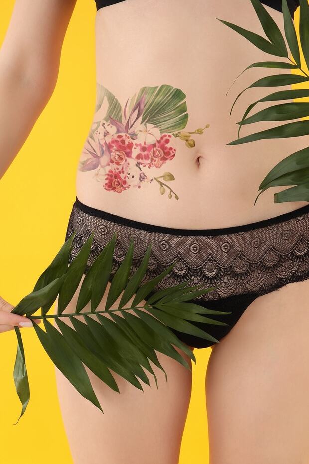 Deve Tabanı, Çiçekler-2 Geçici Dövme,geçici Tattoo ,vücut Dövme,kol Bilek Dövme,boyun Dövme,sırt Döv - 1