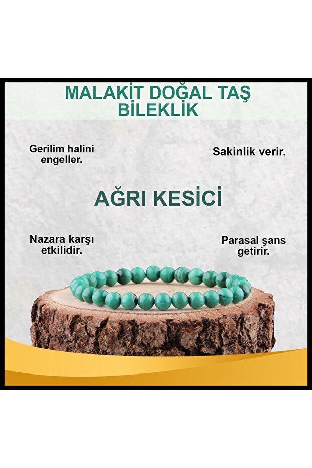 Certified Malachite Natural Stone Bracelet 6 Mm - B836