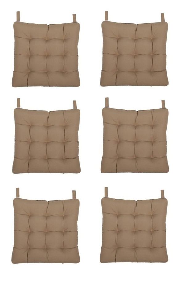 6 Lı Pofidik Natura 40x40 Rattan Cırtlı Sandalye Minderi Seti Camel - 1
