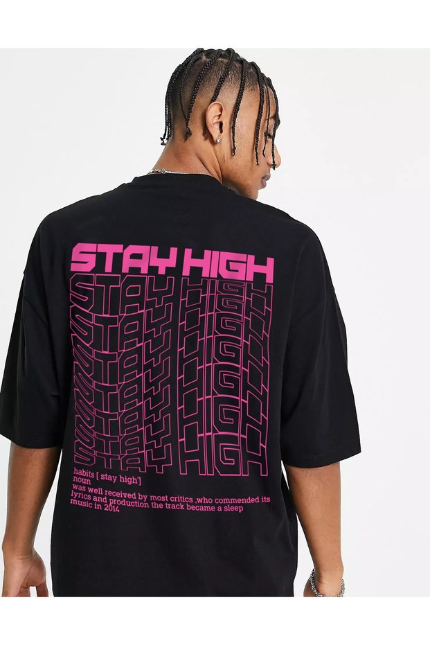 Unisex Stay High Oversize T-shirt Black