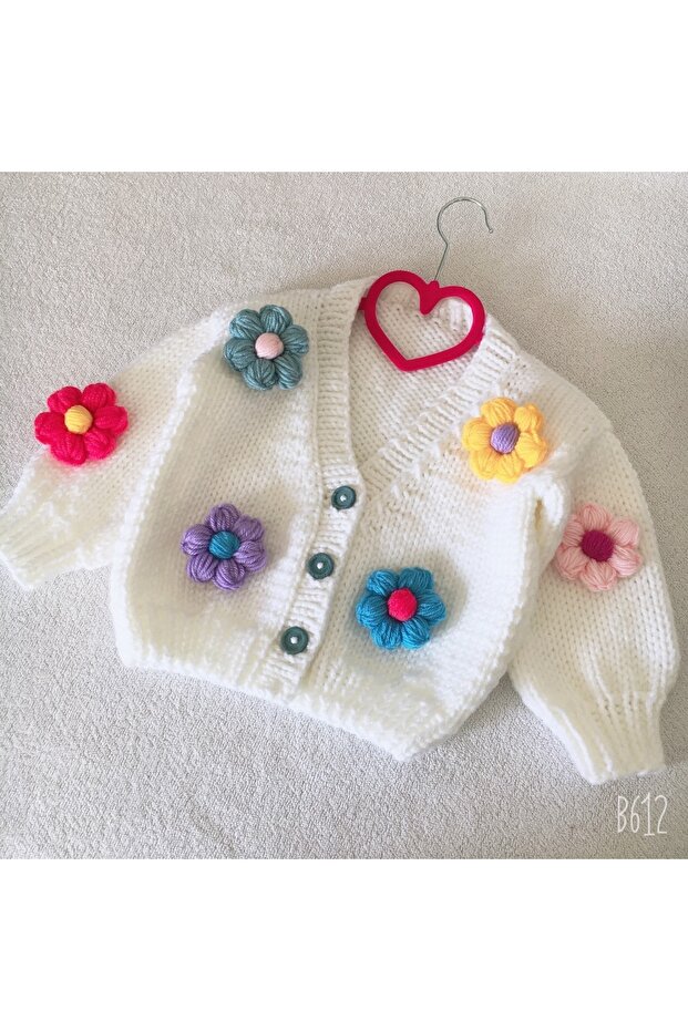 Hand Knitted Daisy Crop Baby Cardigan